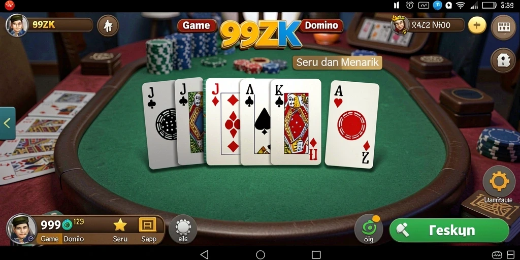 Tampilan gameplay seru di 99ZK dengan domino.