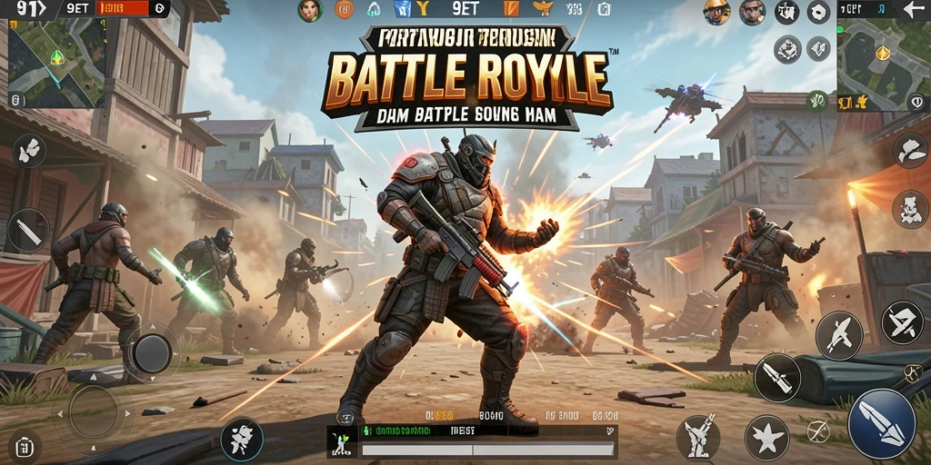 Tampilan gameplay seru di dalam dunia Battle Royale.
