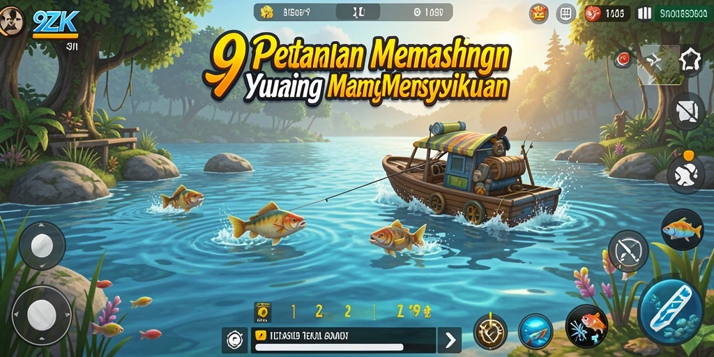 Tampilan gameplay 9ZK yang seru dan memikat saat memancing.