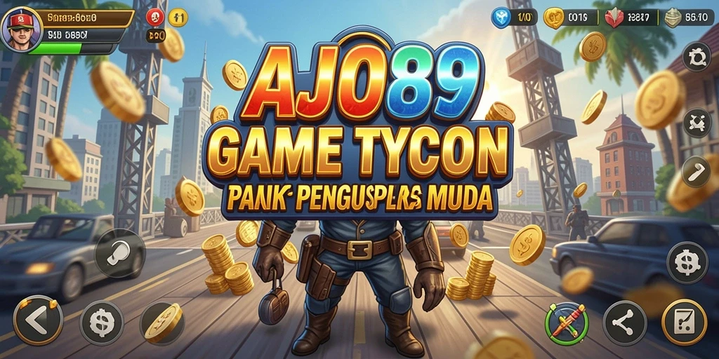 Tampilan permainan AJO89 yang menggambarkan simulasi bisnis yang mendalam.