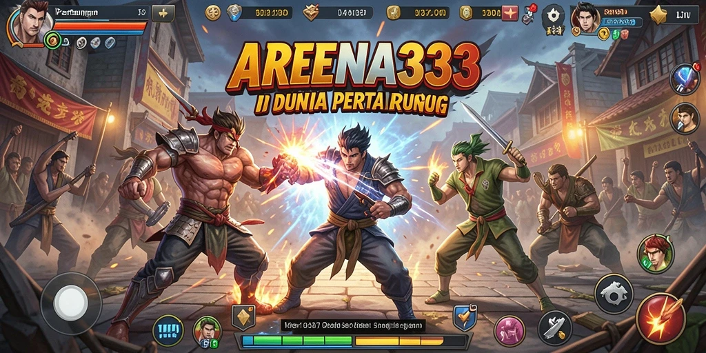 Gameplay pertarungan yang mendebarkan dan penuh aksi di ARENA333.