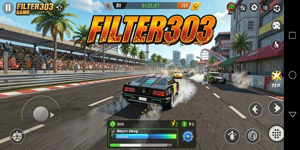 Tampilan gameplay yang mendebarkan di lintasan balap.