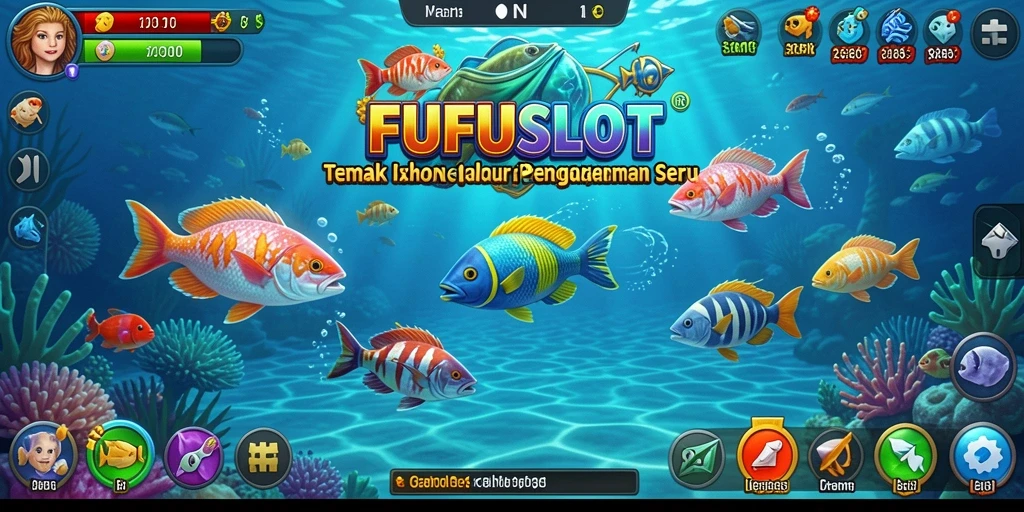 Tampilan gameplay FUFUSLOT yang seru saat menembak ikan.