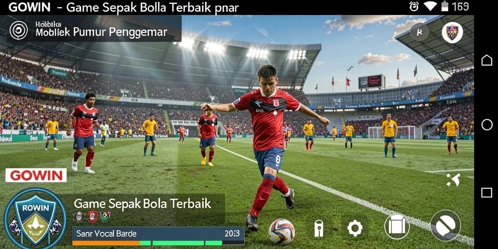 Tampilan gameplay GOWIN yang mengesankan dengan aksi sepak bola yang mendebarkan.