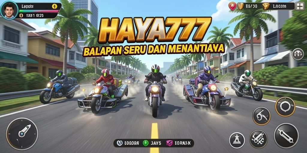 Tampilan gameplay menegangkan di HAYA777 dengan mobil yang beraksi di jalur balap.