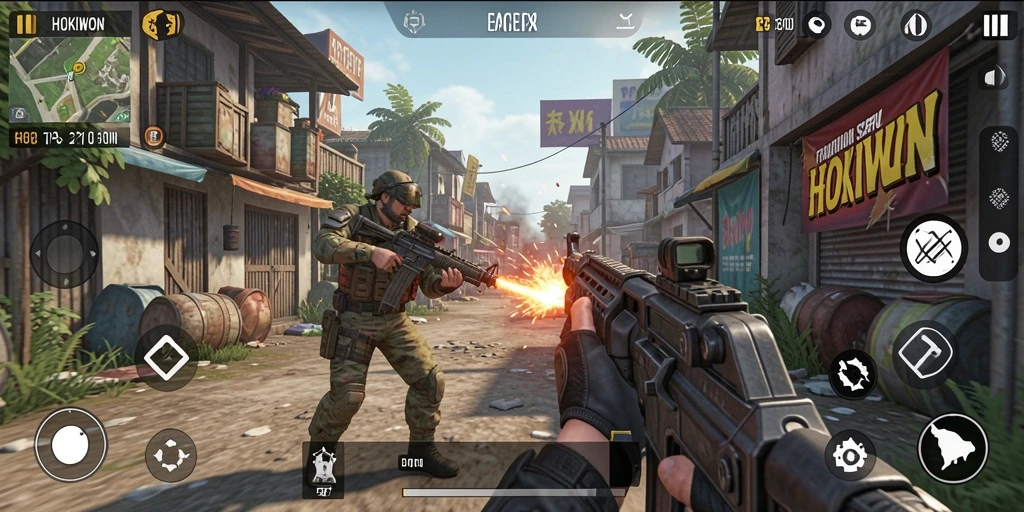 Tampilan gameplay seru di HOKIWON dengan aksi pertarungan yang mendebarkan.