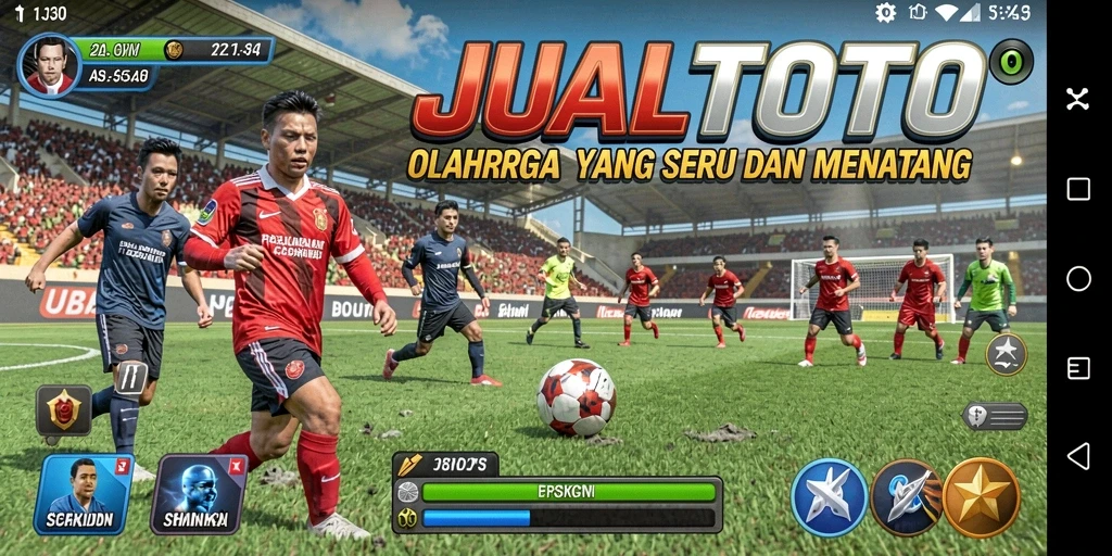 Tampilan tangkapan layar JUALTOTO menampilkan gameplay olahraga yang mendebarkan.