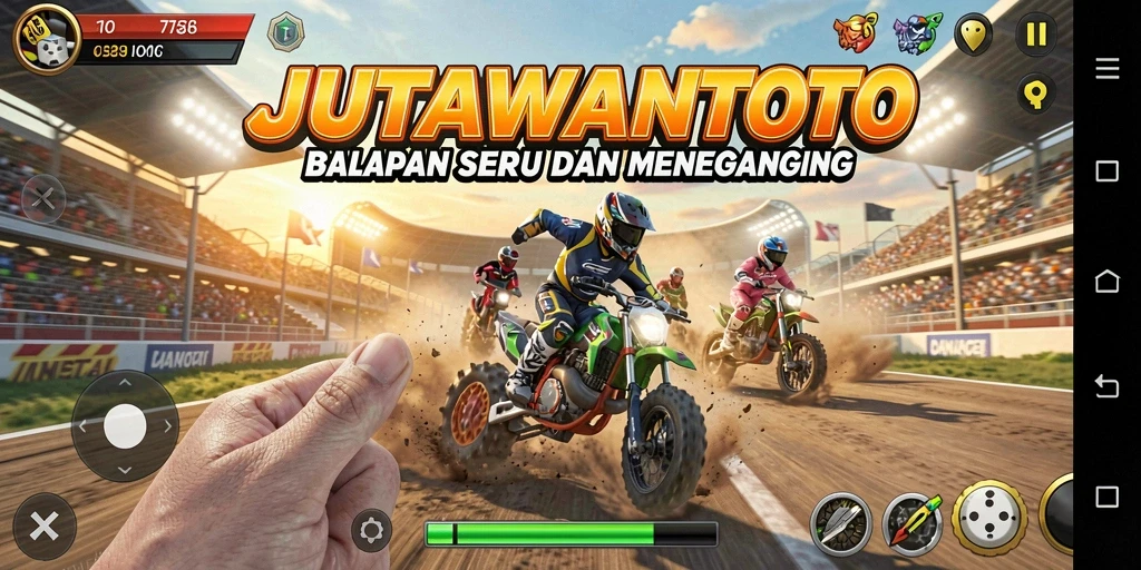 Gameplay JUTAWANTOTO yang seru dan menegangkan di lintasan balap.
