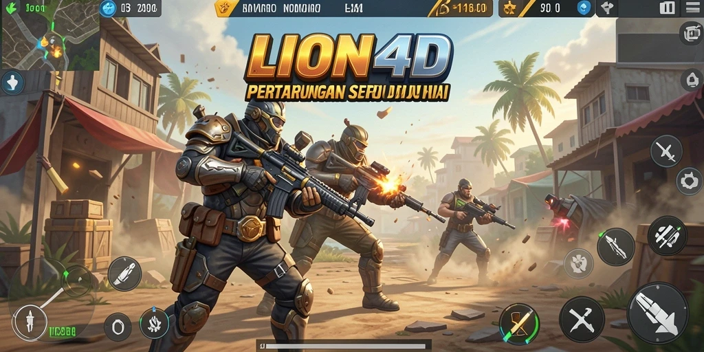 Tampilan gameplay <strong>LION4D</strong> yang penuh aksi di medan pertempuran.