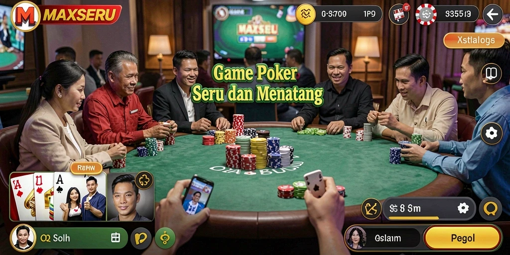 Gameplay poker seru di MAXSERU dengan grafik memukau.