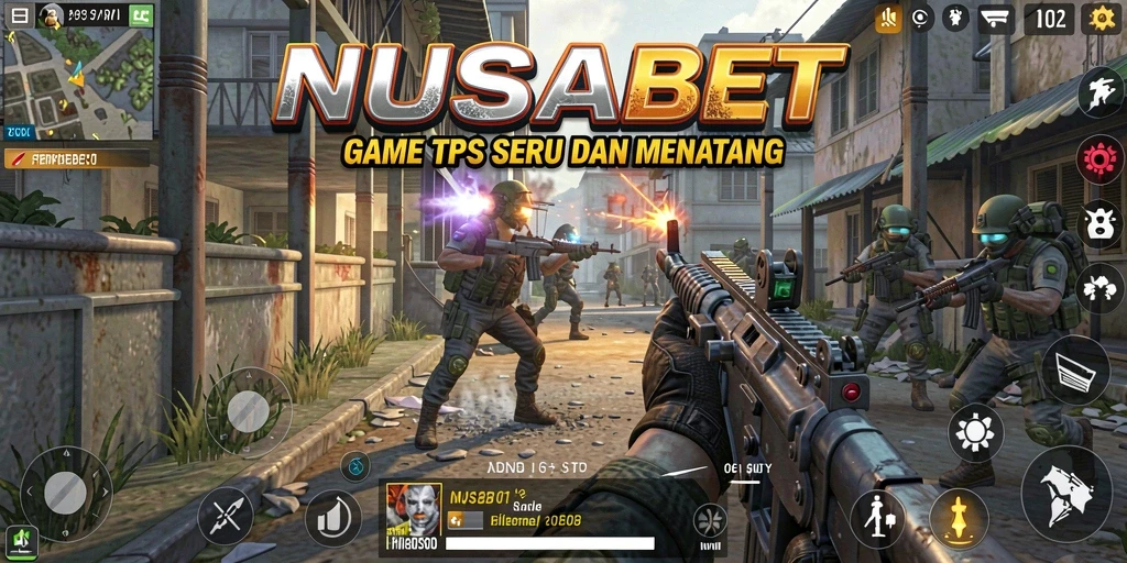 Tampilan gameplay menegangkan di NUSABET dengan aksi TPS yang intens.