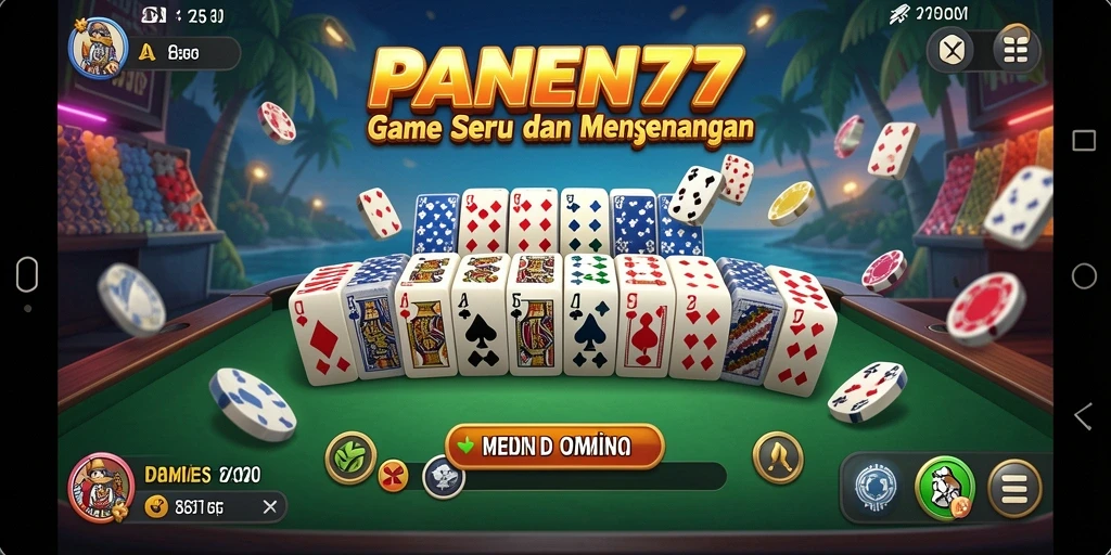 Tampilan gameplay seru dari PANEN77, game Domino yang mengasyikkan.