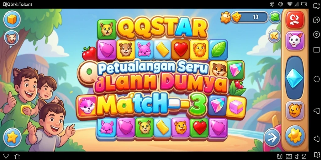 Tampilan gameplay seru di QQSTAR dengan tantangan Match-3.