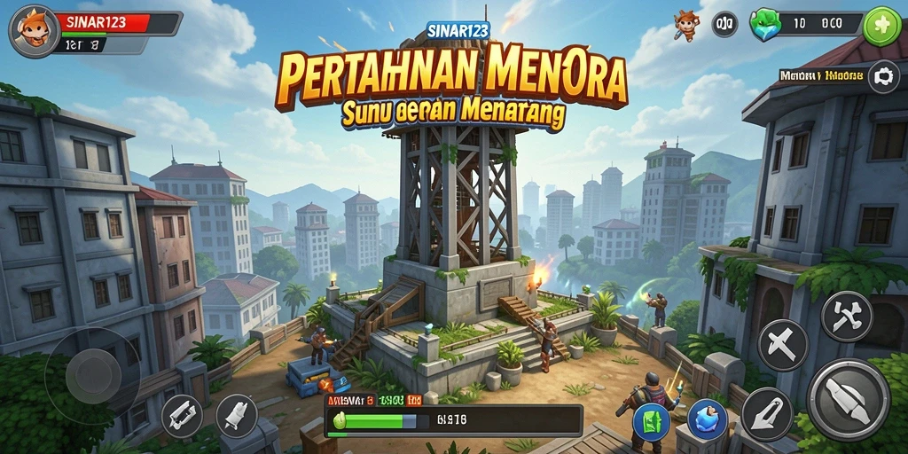 Screenshot gameplay SINAR123 menampilkan menara yang siap bertahan dari serangan musuh.