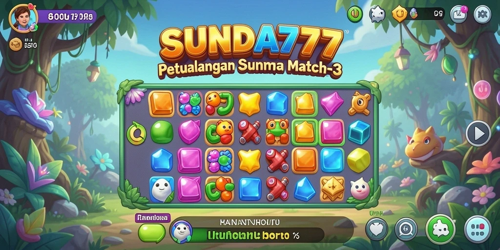 Screenshot SUNDA777 menunjukkan serunya bermain match-3 dengan grafis menarik.