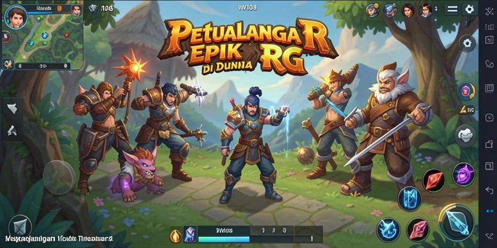 Tangkapan layar dari gameplay <strong>VW108</strong> yang menampilkan aksi pertarungan RPG yang intens.