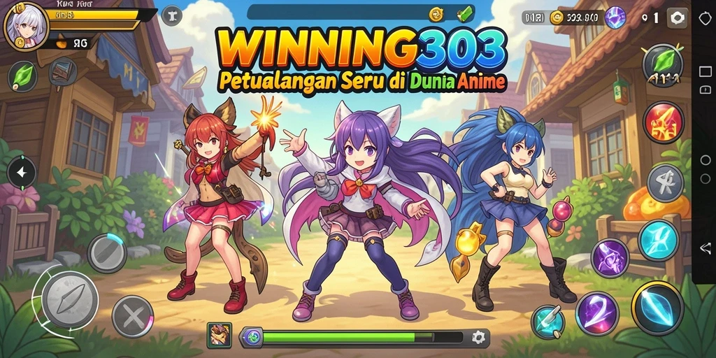 Tampilan gameplay <strong>WINNING303</strong> yang menampilkan karakter anime dalam pertempuran epik.